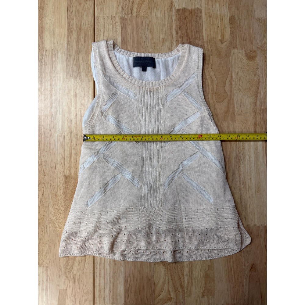 Anthropologie Neutral Pointelle Knit Soft Girl Coastal Tank Sunday in Brooklyn S - Picture 5 of 7